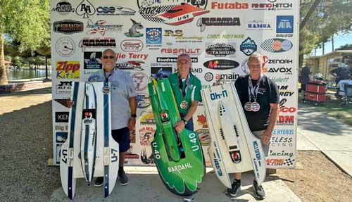 The Top 3 Finishers in Gas Scale Unlimited Hydroplane